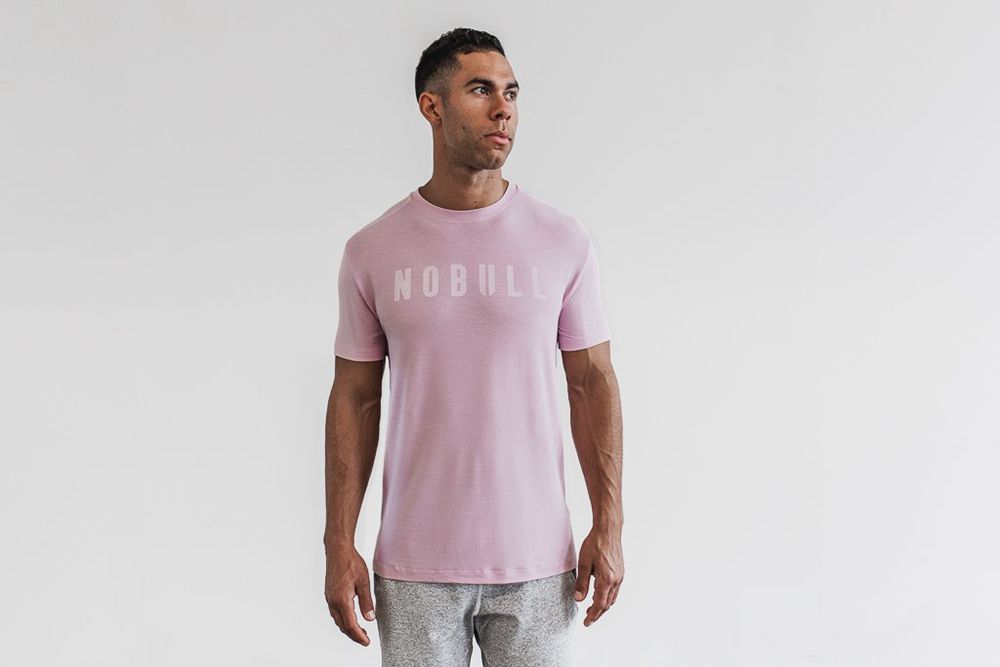 NOBULL Men's Tee - Pink - Ireland (6481ISQDK)